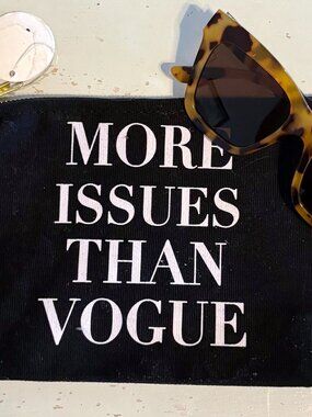 More Issues Than Vogue Canvas Zipper Pouch – Black, NWT